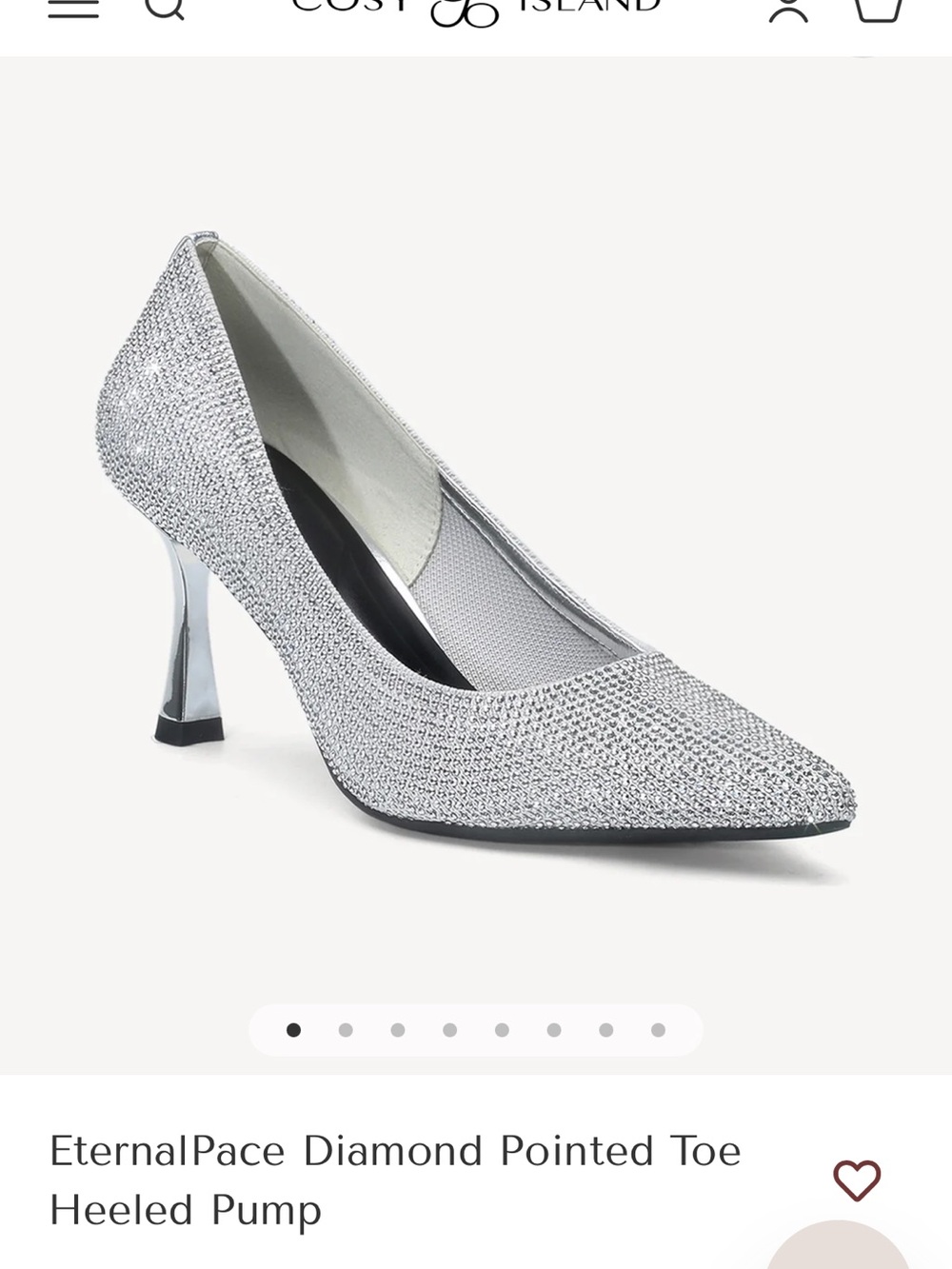 NWT Cosy Island Sparkling Silver Pointed-Toe Heeled Pump size 9.